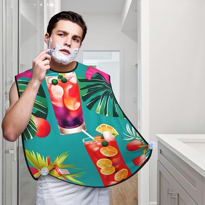 Tropical Fruit Pineapple Print Beard Bib Shaving Apron, Beard Hair Trimming Cape Gift For Dad