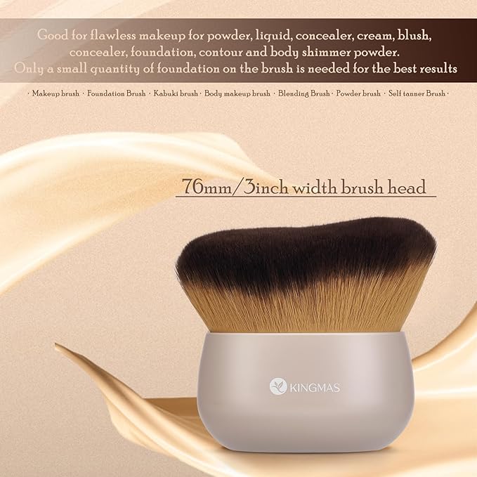 KINGMAS Extra Large Body Makeup Brush for Self Tanner, 75mm Kabuki Brush