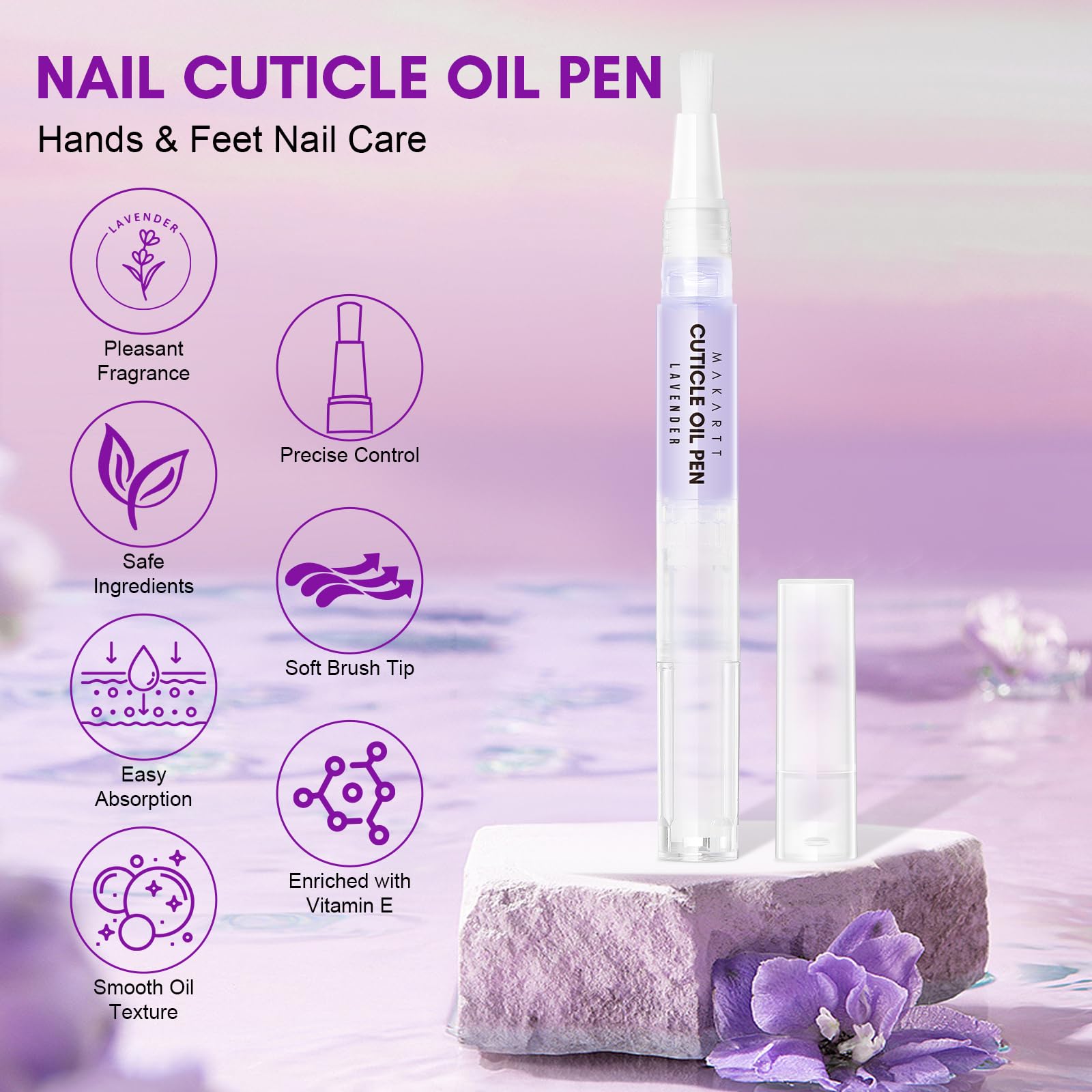 Makartt Cuticle Oil Pen Nail Care: Repair and Softener with Vitamin E, Moisturizer Kit for Acrylic Nails, Art Accessory for Manicure and Pedicure, DIY Home Salon Use