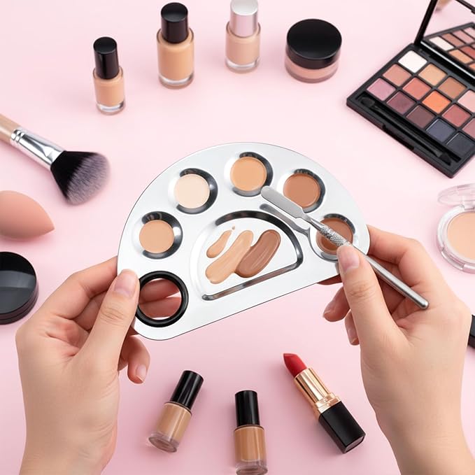 2 Set Makeup Palette Tray with Spatula, Makeup Mixing Palette