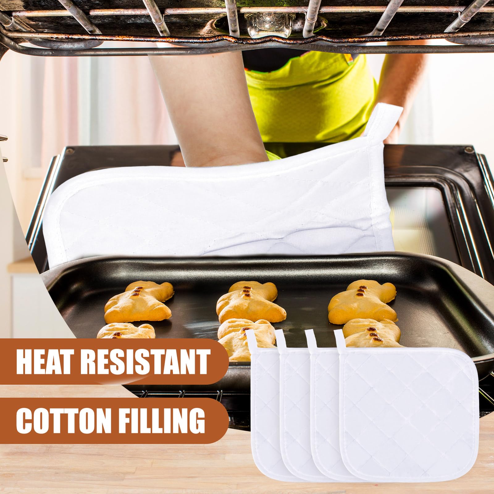 Uiifan 30 Pieces Cotton Pot Holders for Kitchen Washable Heat Resistant Potholders Oven Hot Pads for Cooking and Baking, 7.87 x 7.87 x 0.2 Inch (White)
