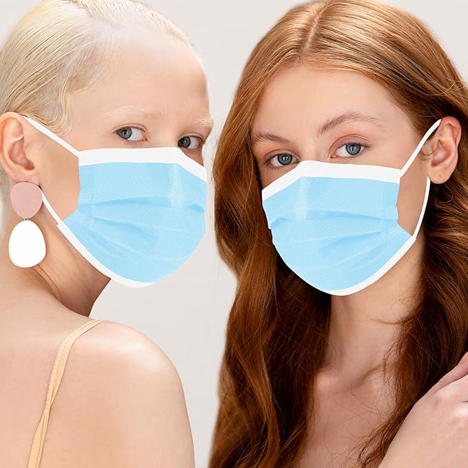 ZIYE 100/500 Pcs Disposable Face Masks, Breathable Mask 3 Layer with Nose Clip Elastic Earloop（Multicolor/Black）