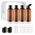 Wowang Travel Bottles for Toiletries 3.4oz 4 Pack TSA Approved Leak-Proof Travel Size Containers Squeezable Empty Plastic Toiletry Bottles for Shampoo, Conditioner, Body Wash (Brown)