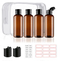 Wowang Travel Bottles for Toiletries 3.4oz 4 Pack TSA Approved Leak-Proof Travel Size Containers Squeezable Empty Plastic Toiletry Bottles for Shampoo, Conditioner, Body Wash (Brown)