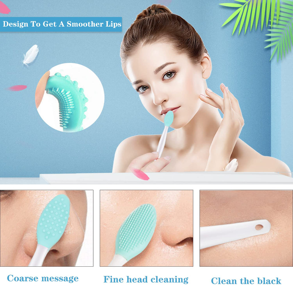 6pcs Silicone Face Brush Set, 2PCS Silicone Face Applicator Brush, 2PCS Exfoliating Lip Brush and Silicone Face Cleaning Brushes Pad,Blackhead Face Exfoliator Skin Care Tool for Women Men