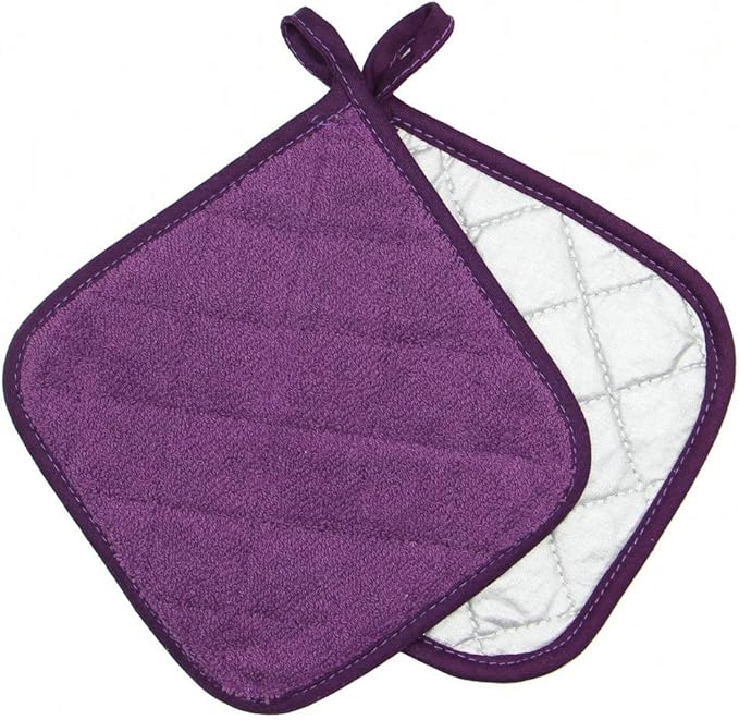 GQZLUCK Cotton Pot Holders, Hot Pads for Kitchen,Set of 4, Eggplant