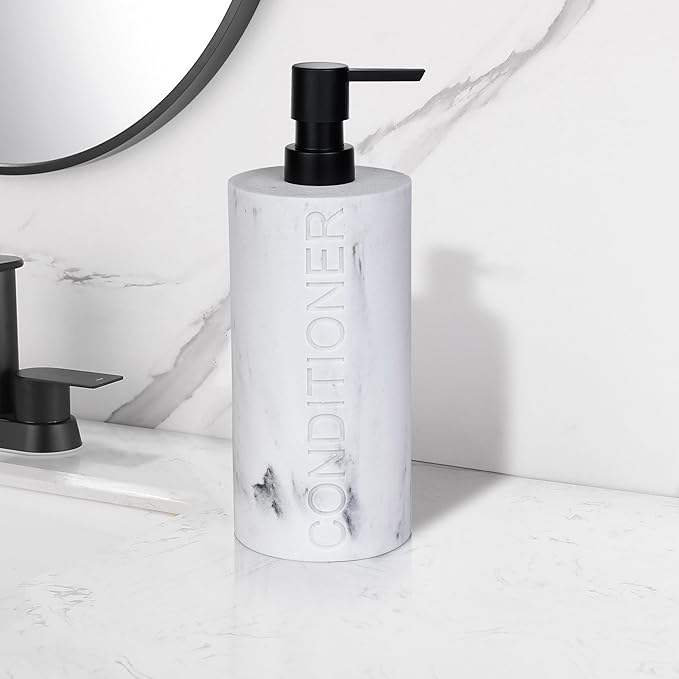 Indecor Home Conditioner Dispenser Luxurious Refillable Pump Bottle with Embossed Text, Durable Construction for Bathroom and Kitchen