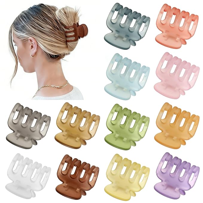 Sisiaipu 12Pcs Hair Clips for Women 1.8 Inch Small Claw Clips for Thin Hair Medium Hair Claw Clips for Thick Hair Accessories for Women Girls (Ice Cream)