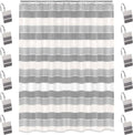 Zahari Home 13pc Modern Line Shower Curtain Set - Gray Luxury Contemporary Shower Curtains with Unique Design & 12 Hooks