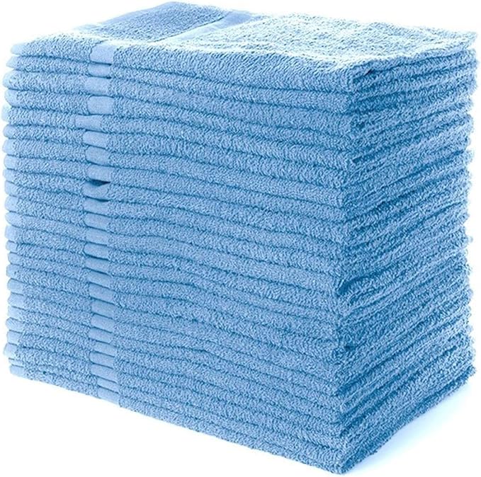 Simpli-Magic Cotton Hand Towels 16"x27" (12 Pack) – Soft Towels for Bathroom, Kitchen, Salon & Gym (Blue)