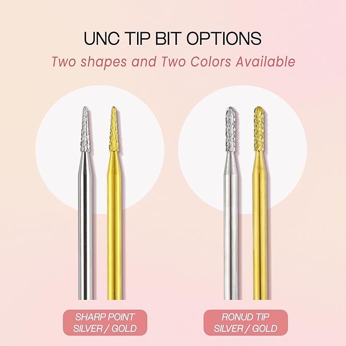 PANA 3/32" Carbide Cuticle Nail Drill Bit for Cuticle Cleaning, Dead Skin Removal, Gel Polish & Acrylic Removal, Under Nail Cleaner, Nail Salon, Manicure Tools (Round Bit - Gold, Medium)