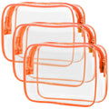 PACKISM Clear Makeup Bag with Zipper - TSA Approved Toiletry Bag, Orange