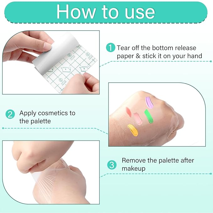 Linyuthia 200 Pieces Makeup Hand Palette Single Use Waterproof Makeup Mixing Palette Disposable Foundation Mixing Tray Adhesive Artist Cosmetic Tape for Women(3.15 x 3.15 Inch)