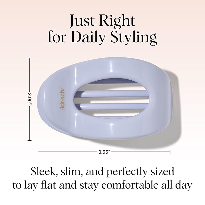 Kitsch Medium Flat Claw Clips for Women - Stylish Flat Hair Clips, Strong Hold for Thick & Fine Hair | Non-Slip for Secure, Comfortable All-Day Wear - Hydrangea Breeze