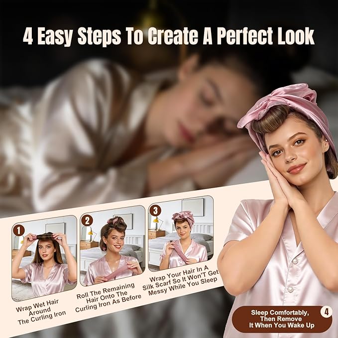 TULOBI 3 Pcs Heatless Curls Overnight - Upgraded Velvet Heatless Hair Curler with Velcro Fastener, Overnight Jumbo Blowout Rods, Hair Curlers to Sleep in for All Hair Types (Dark Pink)