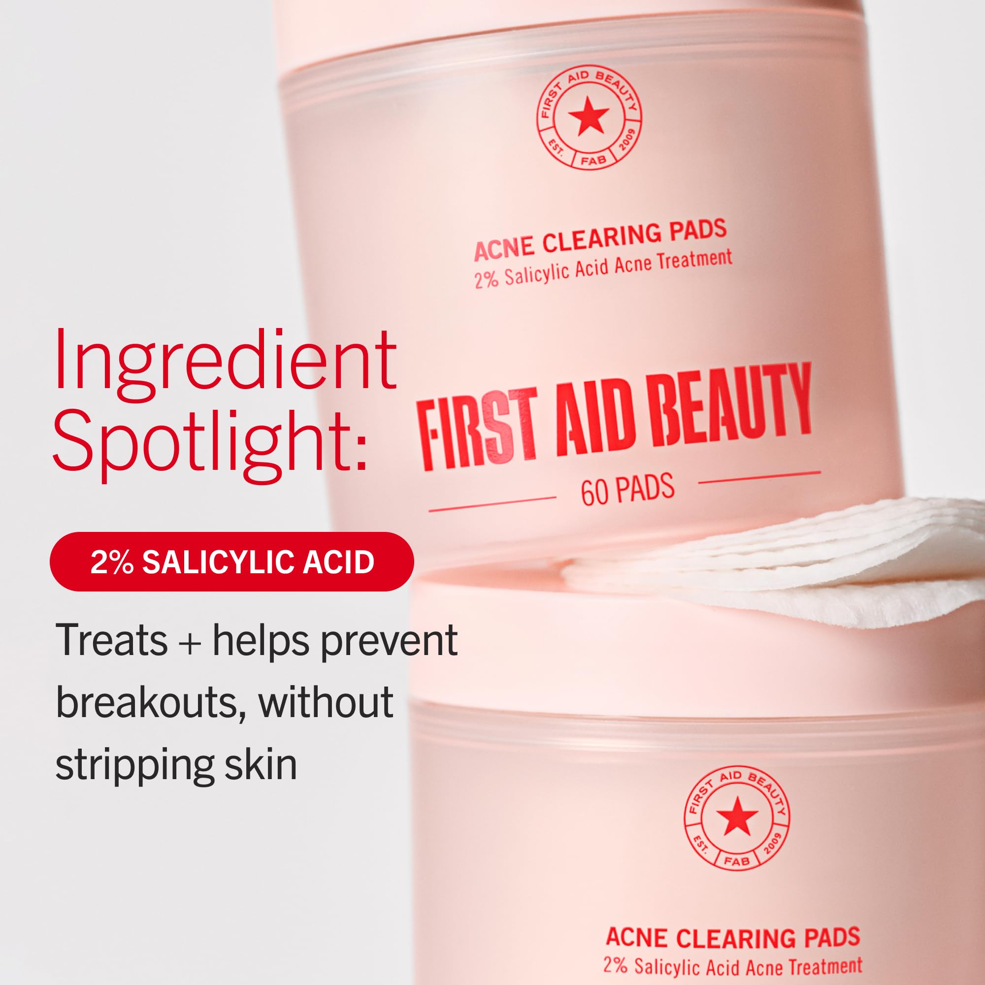 First Aid Beauty Acne Treatment Pads, 2% Salicylic Acid, 60 ct