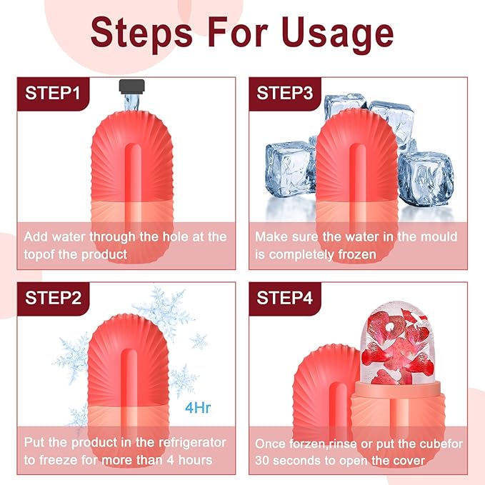 Joyeee 2Pcs Ice Face Roller, Reusable Silicone Mold Face Massage Eye Facial Beauty Skin Care Tools Apply Ice for Shrink Pores Anti Wrinkle Reduce Puffiness Improve Skin Elasticity, Seashell