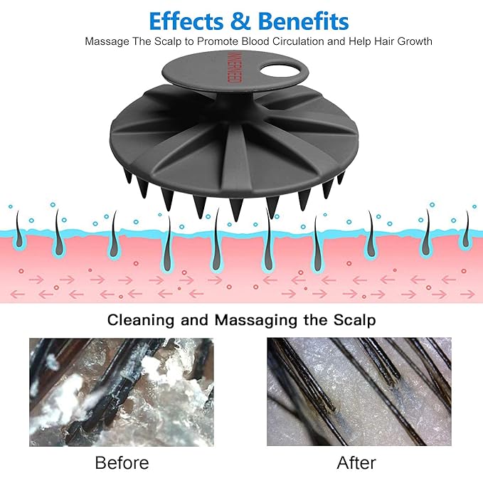 One-piece Silicone Scalp Massager Shampoo Brush Hair Wash, Black+Pink