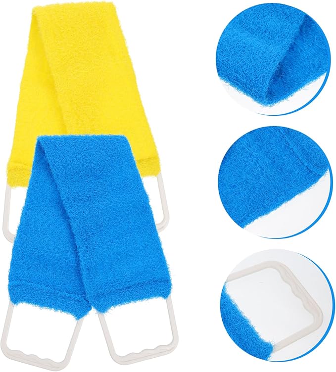 HONITANO Double-Sided Back Scrubber Strap for Shower Bath Towel Natural Exfoliating Massage Belt for Men and Women 27.16In Length for Smooth Skin and Improved Circulation
