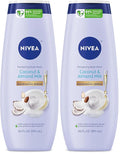 NIVEA Pampering Coconut and Almond Milk Body Wash with Nourishing Serum, Moisturizing Body Wash for Women, Enriched with Provitamin B5 and Vitamin E, 20 Fl Oz Bottle (Pack of 2)