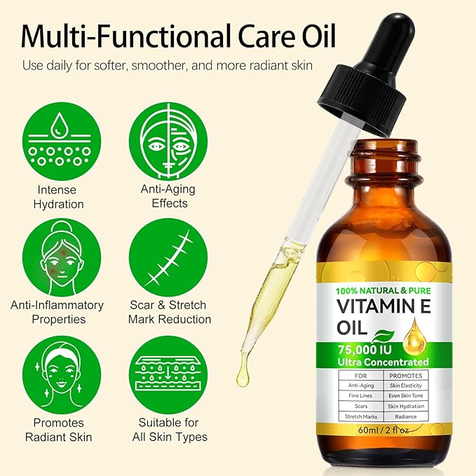 2 Pack Pure Vitamin E Oil for Moisturizing Skin