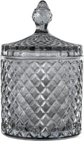 rejomiik Qtip Holder Apothecary Jars with Lid, Thick Glass, Gray