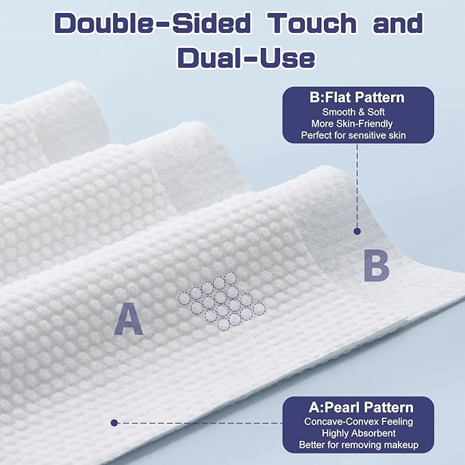 Disposable Face Towel, 400 Count Face Towels, for Washing Soft Cotton Dry Wipes Facial Cloths Towelettes for Washing and Drying, Facial Tissue for Cleansing, Skincare and Makeup Remover