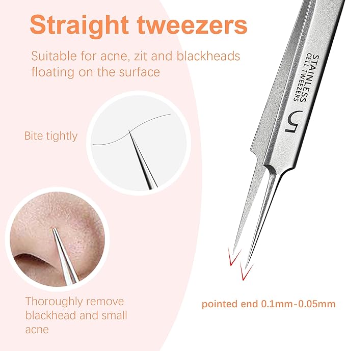 Blackhead Tweezers,High Hard Stainless Steel Blackhead Remover Tweezers