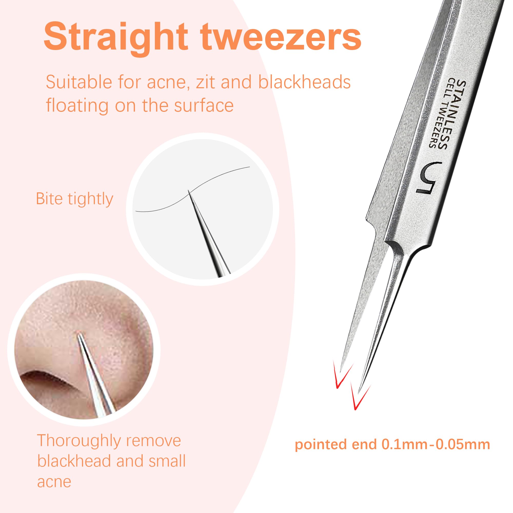 Blackhead Tweezers, Milia Remover,Ingrown Hair Tweezers