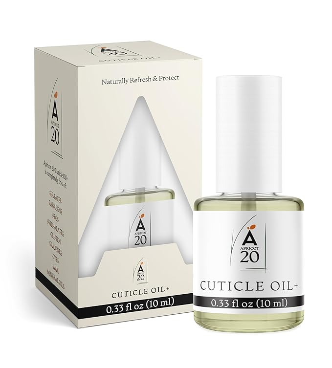 Apricot20 Cuticle Oil Plus, Natural Nail Care Treatment with Essential Oils, Vegan, Cruelty-Free, 0.33 fl oz