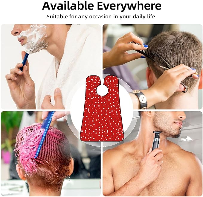Red Stripe Firefighter Usa Flag Print Beard Bib Shaving Apron, Beard Hair Trimming Cape Gift For Dad