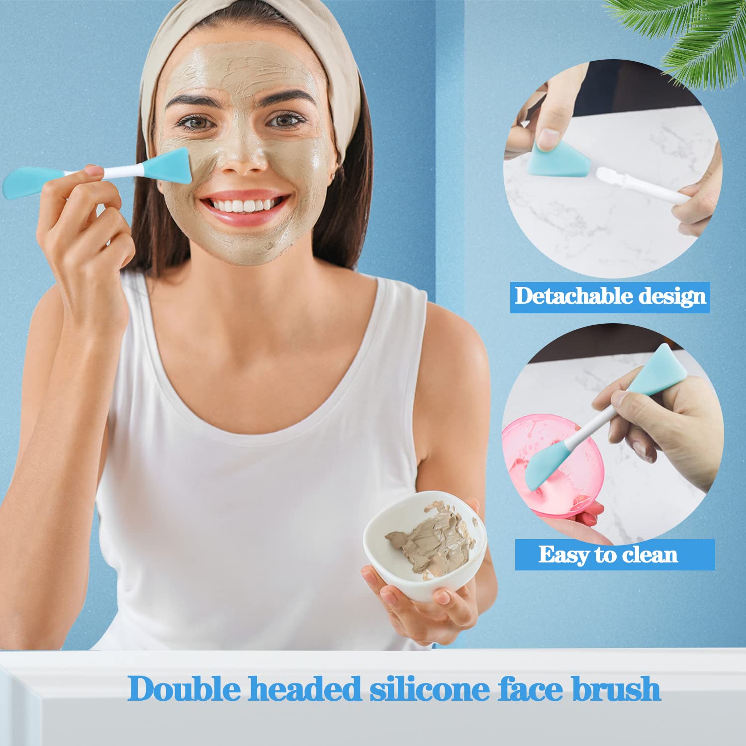 6pcs Silicone Face Brush Set, 2PCS Silicone Face Applicator Brush, 2PCS Exfoliating Lip Brush and Silicone Face Cleaning Brushes Pad,Blackhead Face Exfoliator Skin Care Tool for Women Men