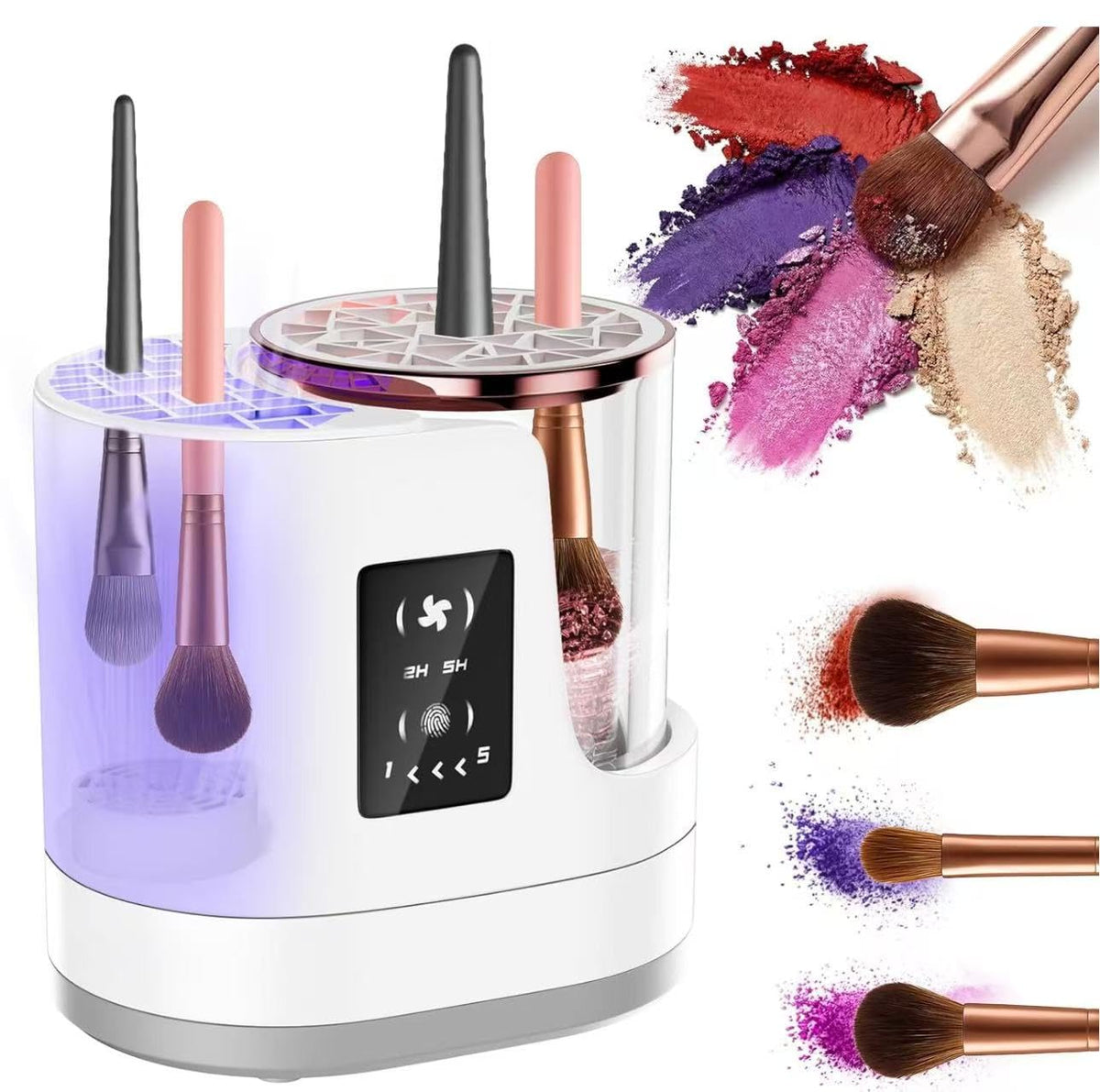 3 IN 1 Electric Makeup Brush Cleaner,Automatic Makeup Brush Cleaner with Makeup Brush Dryer,Portable USB Deep Cleaning for All Size Beauty Makeup Brush Set,Blush Brush,Sponges
