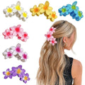 YONOY 6Pcs Flower Hair Clips for Women,Non-Slip Matte Flower Hair Clips for Women,Hawaiian Hair Flower Clip Large Plumeria Strong Hold Hair Claws Banana Cute Clip Beach Hair Accessories