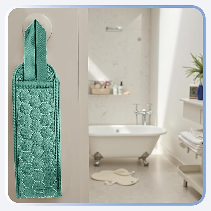 XNXA Back Scrubber for Shower with Handles, 40 Inch Extra Long Double-Sided Exfoliating Bath Strap, Textured Body Washer with Extended Reach for Deep Cleaning (Green)