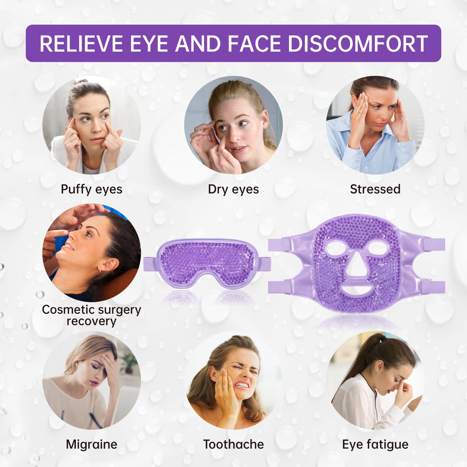 ZNÖCUETÖD Cooling Mask Ice Pack for Face Eye, Hot Cold Compress for Face