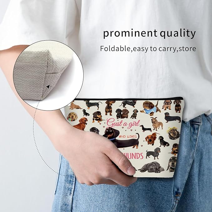 Girlly Dachshunds Makeup Bag For Dachshunds Lover Gift: Perfect Cosmetic Bag Just A Girl Who Love Dachshunds For Sisters, Friends,Teen Girls & Women.Ideal Gift For Travel, Birthdays, & Christmas.