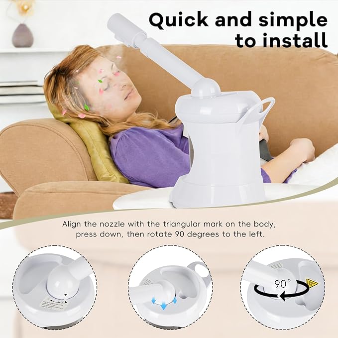 lailelaodi Table Facial Steamer, Face Steamer with Extendable Arm Nano Ionic Steamer for Home Salon Spa or Personal Care