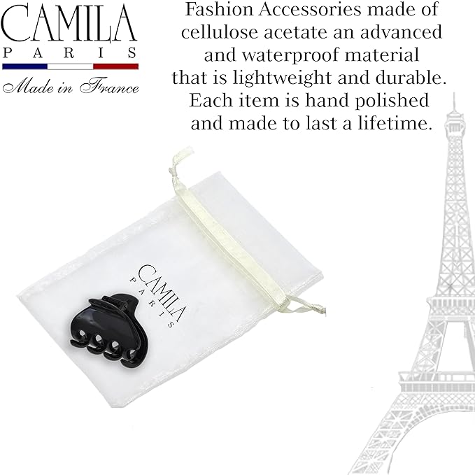 Camila Paris CP3659 French Hair Clip for Women, Small 2 inches Girls Hair Claw Clips Jaw Fashion Durable and Styling Hair Accessories for Women, Strong Hold No Slip Grip, Made in France