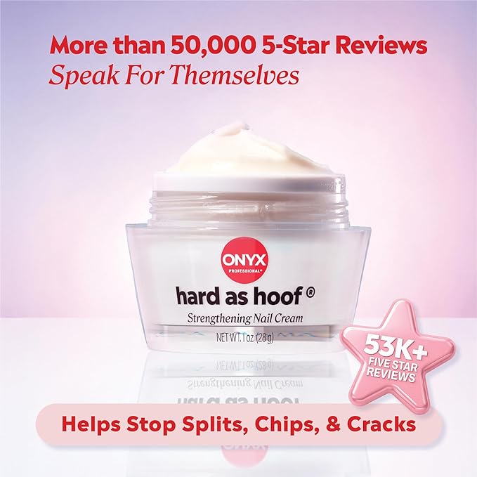 Onyx Professional Hard As Hoof Nail Strengthening Cream, Unscented - Nail Growth & Conditioning Cuticle Cream Stops Splits, Chips, Cracks & Strengthens Nails, 1 oz