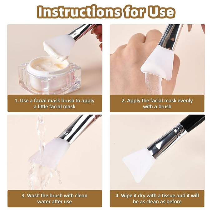 LORMAY 2 Pcs Soft Silicone Face Mask Brush for Mud Clay Jelly Facial Mask