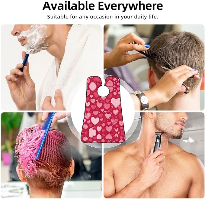 NOUZU Valentine Day Print Beard Bib Apron For Men, Beard Hair Catcher For Men Shaving Trimming,Beard Cape Cloth