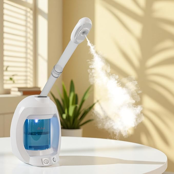 Facial Steamer, Nano Ionic Face Steamer for Facial Deep Cleaning, Hair Steamer Facial Steamer Professional, Facial Steamers for Home Facial Spa, White