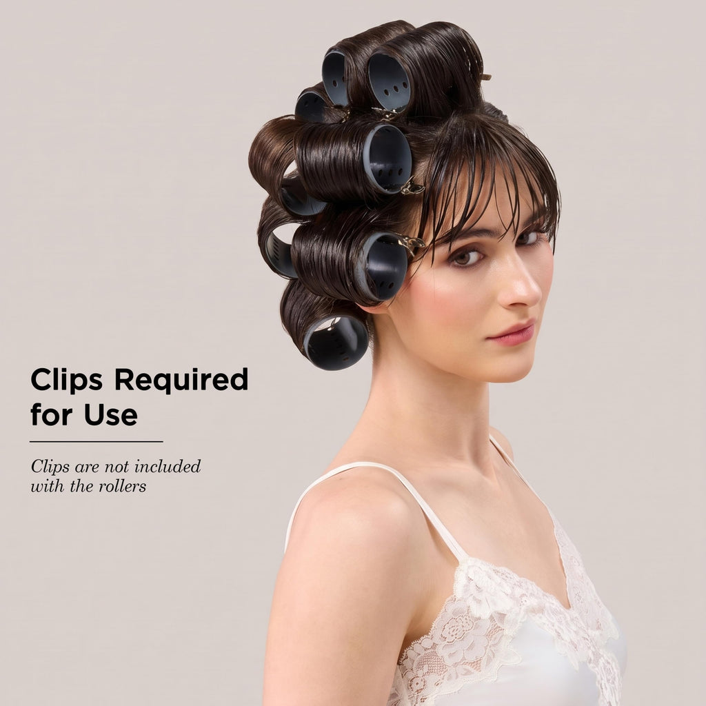 Diane 2" Large Smooth Hair Rollers for Volume & Blowouts 12-Pack, Grey