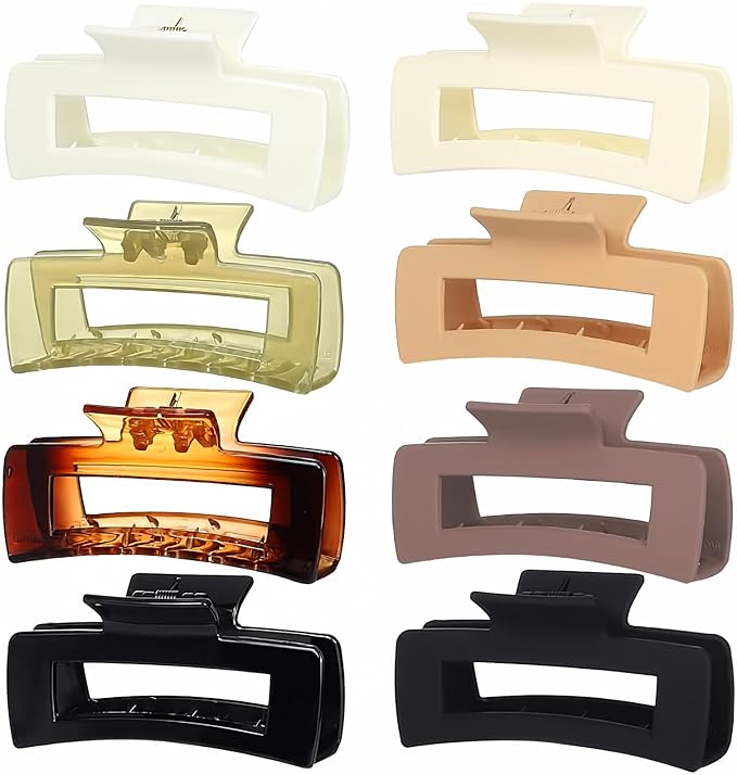 laxizar Hair Claw Clips 8 PCS 4.1 Inch Barrettes Rectangle Shape Clips Fashion Hair Clips