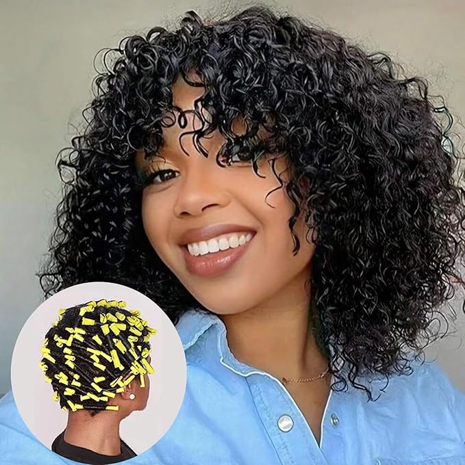 Perm Rods Set for Natural Hair - 36pcs Yellow Cold Wave Rods Plastic Hair Rollers for Short Long Hair Curling Rod with Rat Tail Comb(36pcs Yellow)