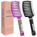 Kertiberif 2 Pack Curved Vented Detangling Brush for Wet and Dry Hair, Paddle Styling Hair Brush for Faster Blow Drying, Detangler Brush for Women Men Curly Thick Hair