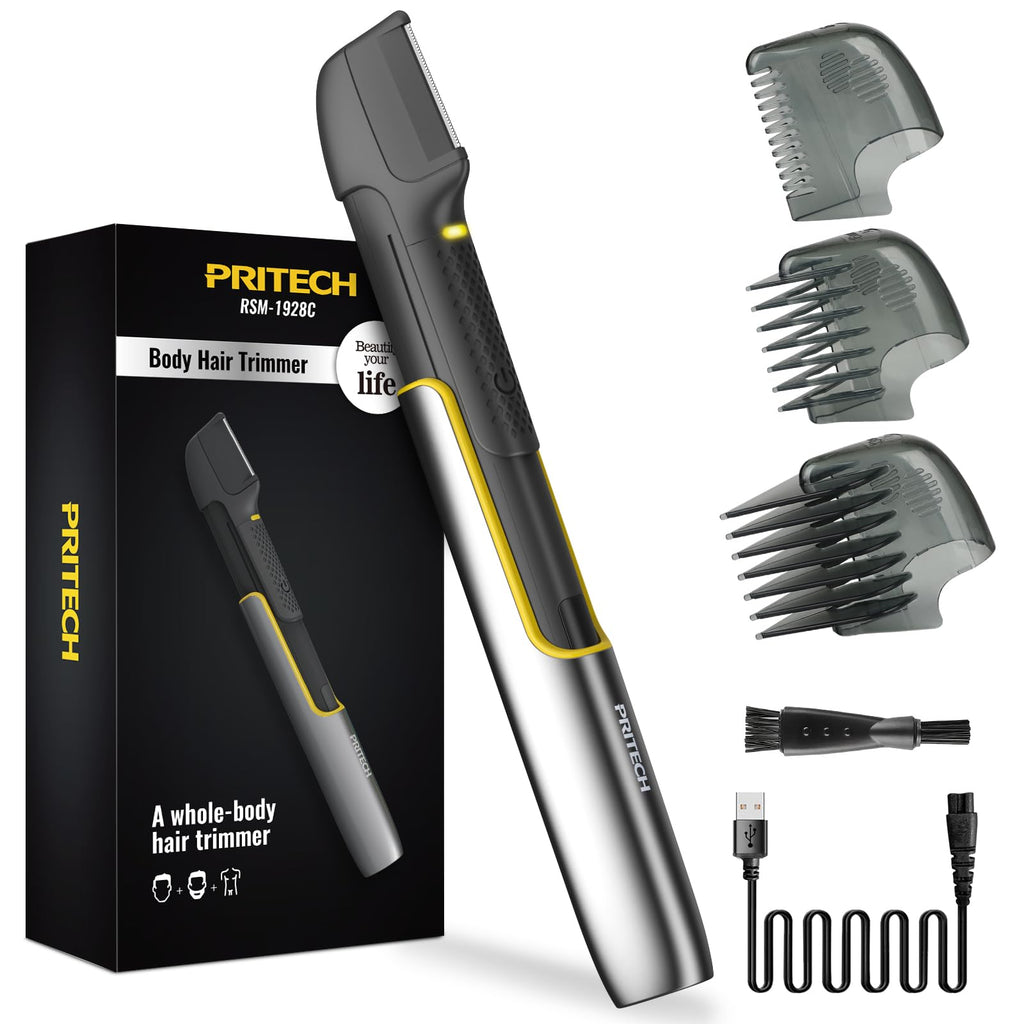 PRITECH Body & Pubic Hair Trimmer for Men Electric Back Shaver for Men