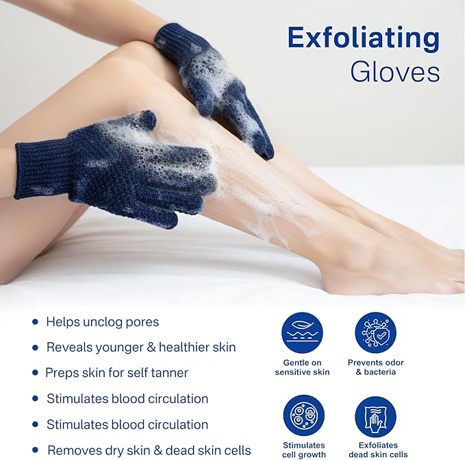 Yiclick Heavy Exfoliating Gloves, Exfoliating Body Scrubber for Bath Shower Exfoliation, Body Scrub Exfoliator for Dead Skin Remover, Exfoliate Sponge Loofah Washcloth Mitt Men Women
