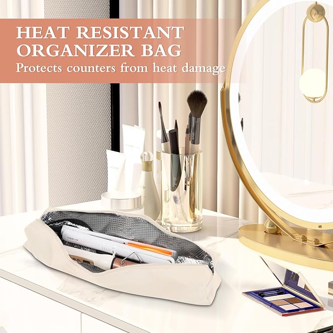 Suafrnut Professional Hot Hair Tools Organizer Bag Portable Travel Heat Resistant Storage Case Pouch for Curling Irons, Flat Irons, Hair Straightener and Styling Tools(17.7" x 3.2"x 3.2")